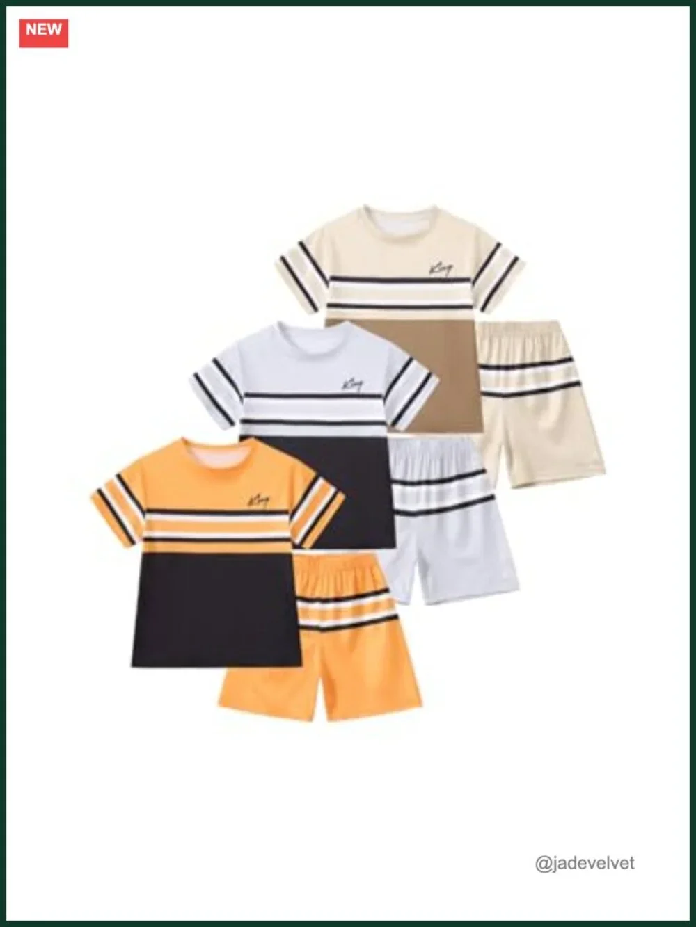 Boys Colorblock Stripe Top and Shorts Set - 3 Piece Summer Athletic Outfit